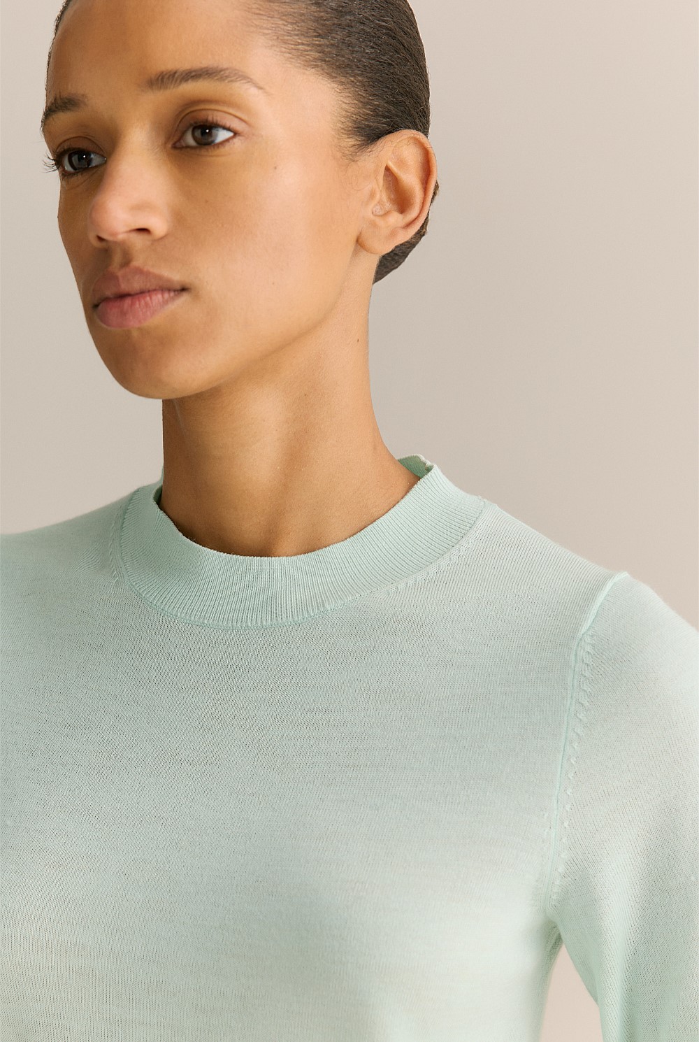 Merino Mock Neck Classic Knit