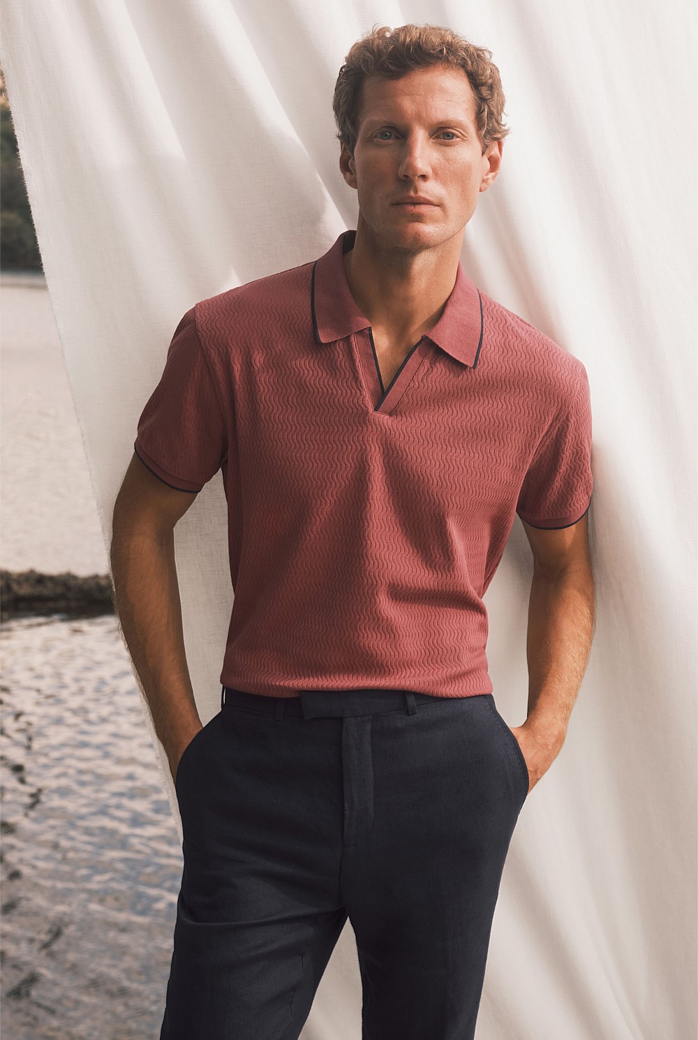 Cotton Jacquard Short Sleeve Polo