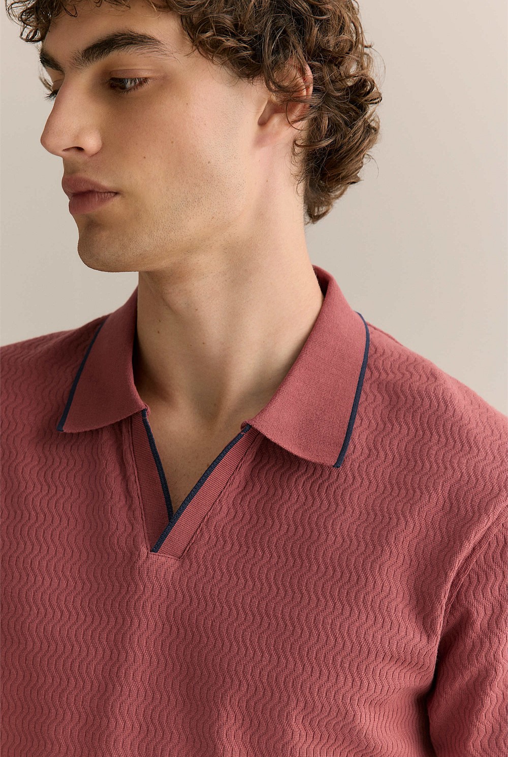 Cotton Jacquard Short Sleeve Polo