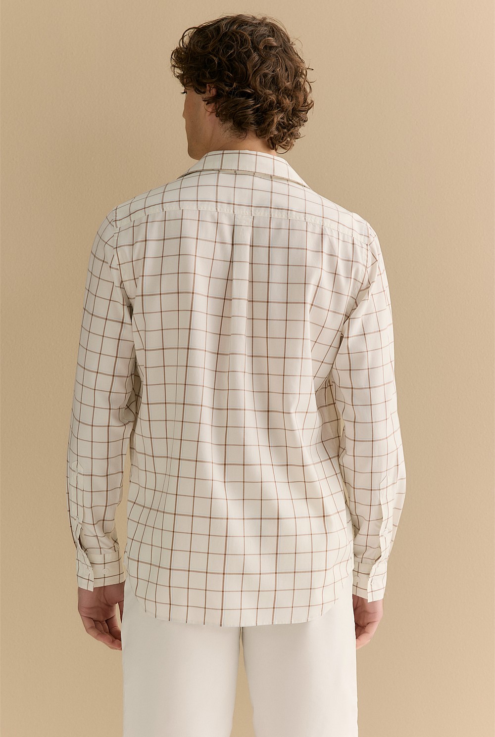 Regular Fit Lyocell Cotton Windowpane Check Shirt