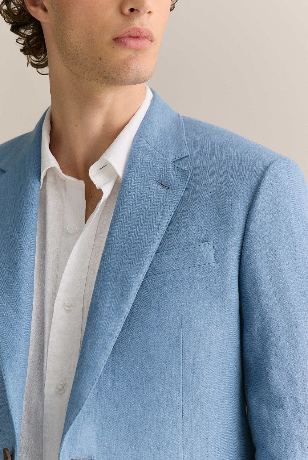 Regular Fit Linen Herringbone Blazer