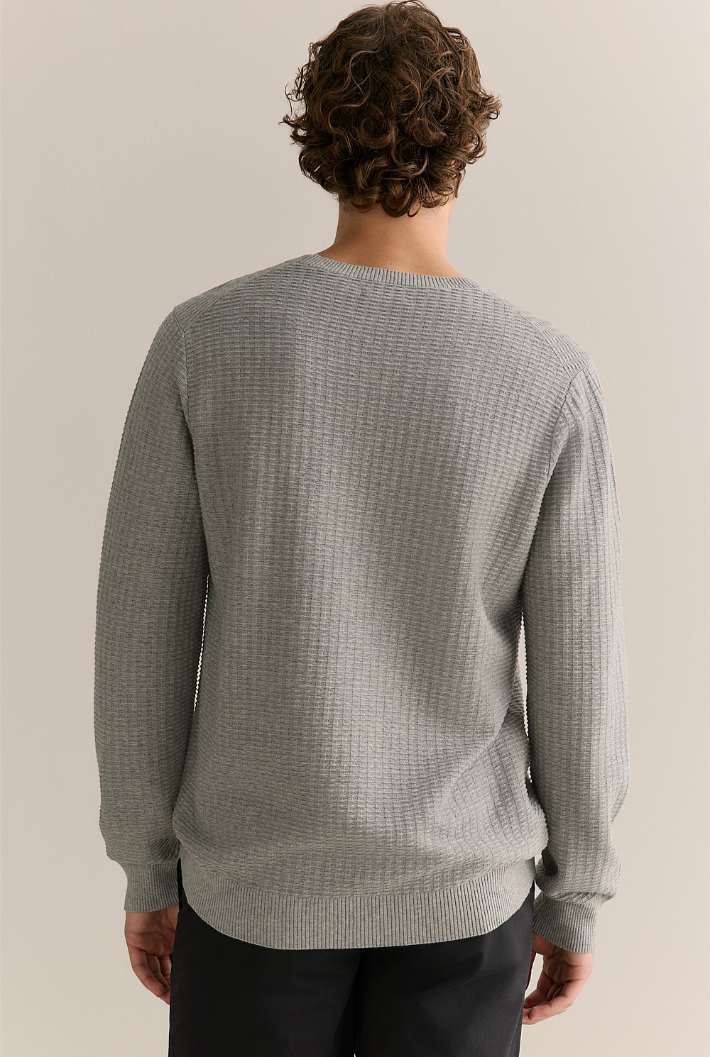 Cotton Mouline Textured Crew Knit