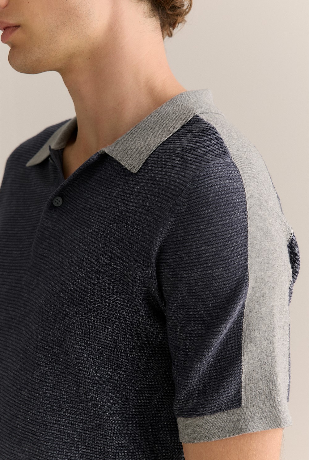 Mouline Cotton Saddle Seam Polo