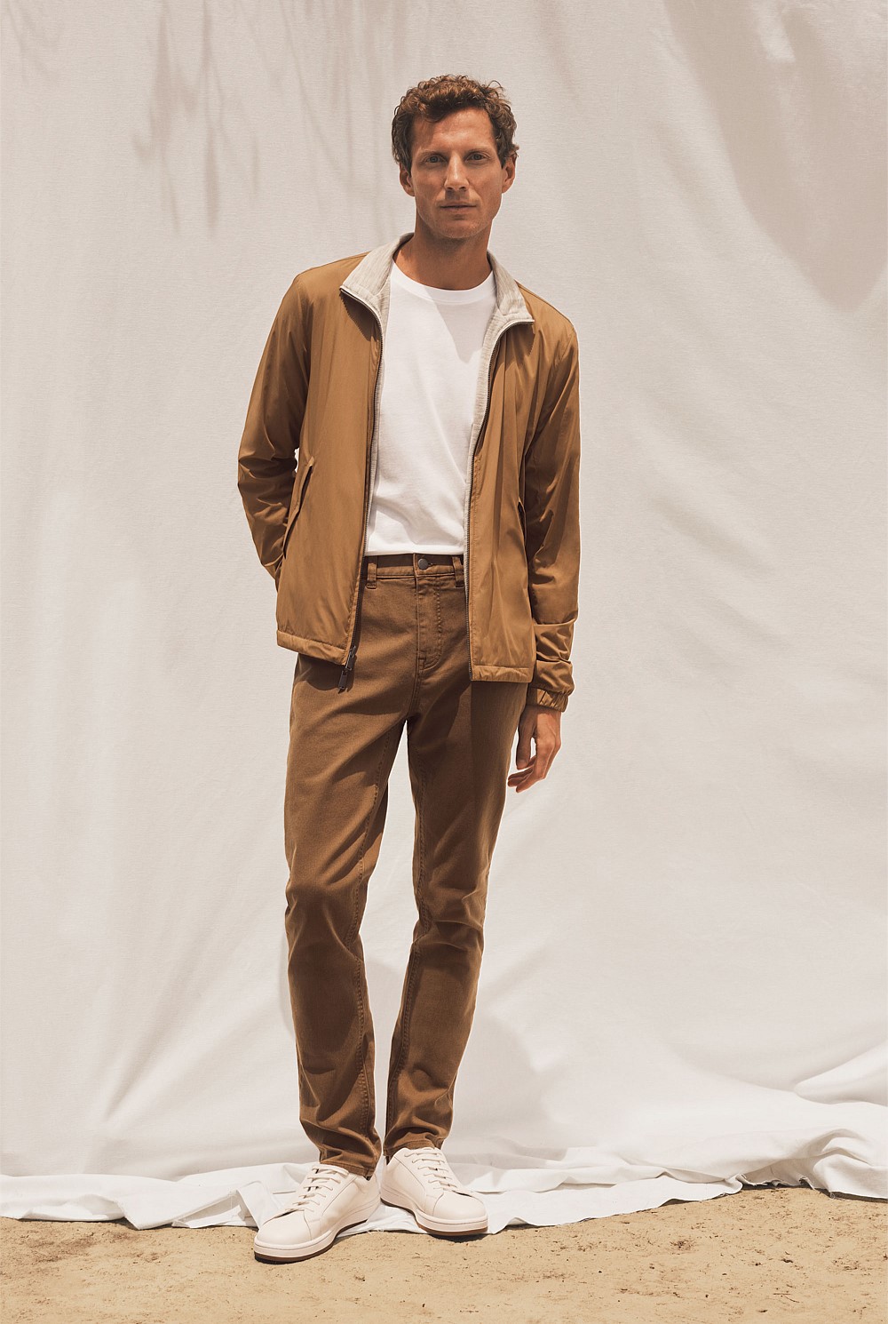 Regular Fit Garment Dyed Twill Five Pocket Pant