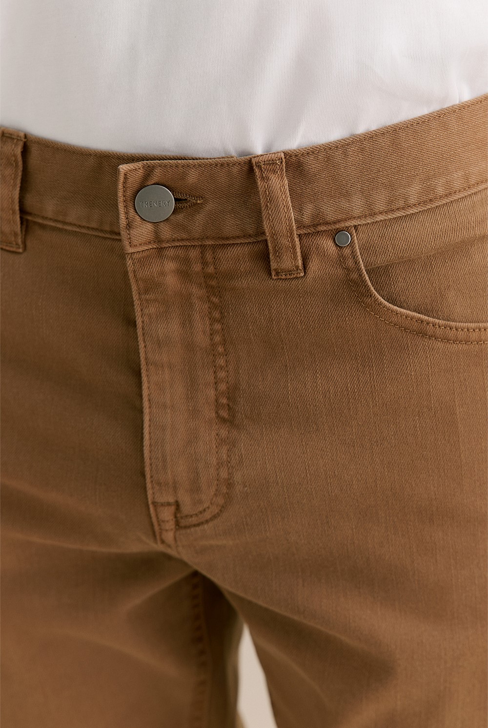 Regular Fit Garment Dyed Twill Five Pocket Pant