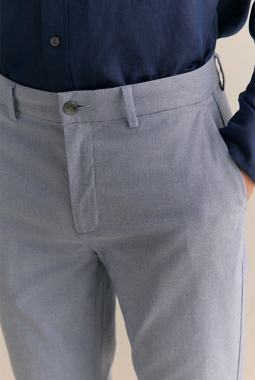 Regular Fit Yarn Dyed Cotton Dobby Chino