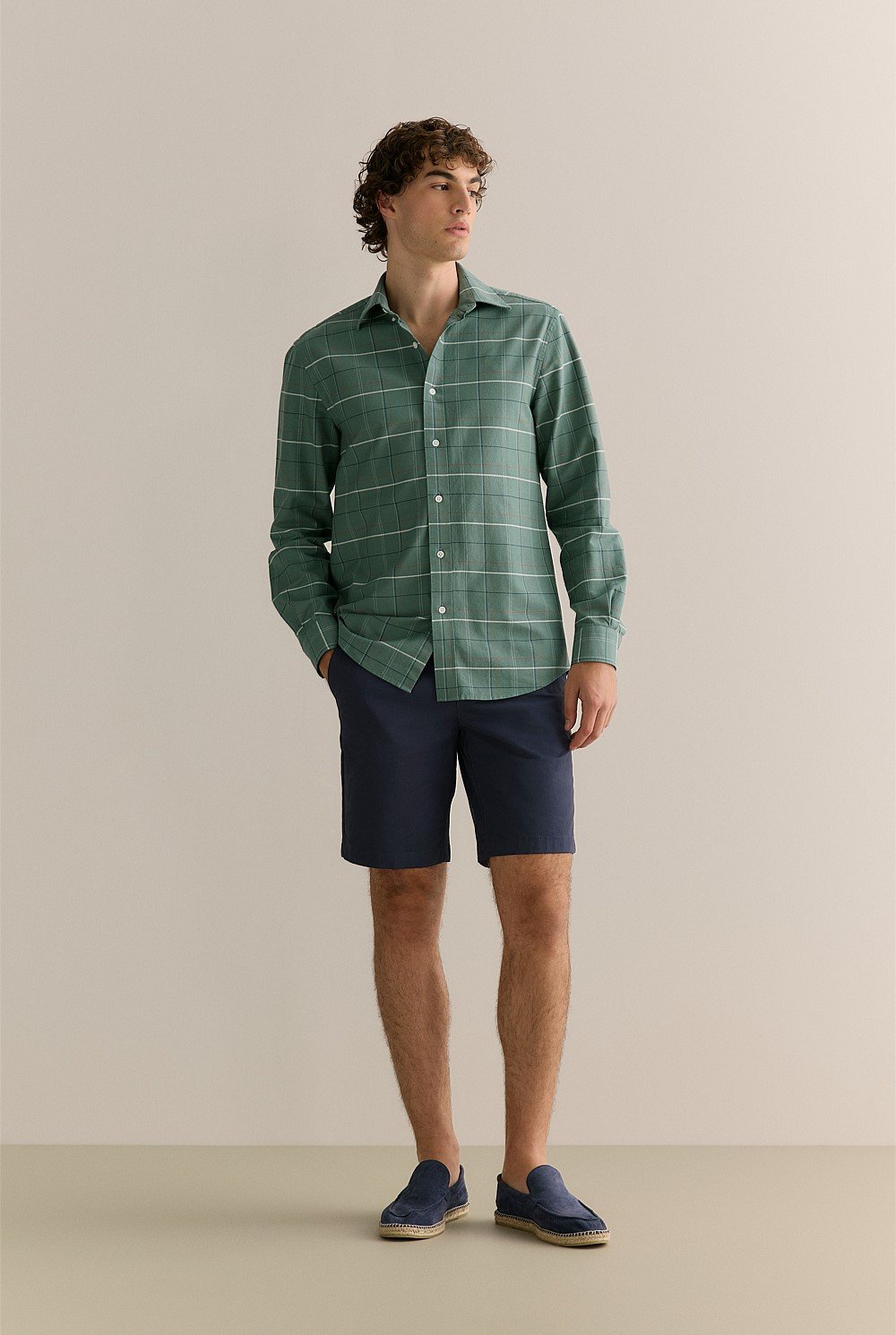 Regular Fit Yarn Dyed Cotton Check Oxford Shirt