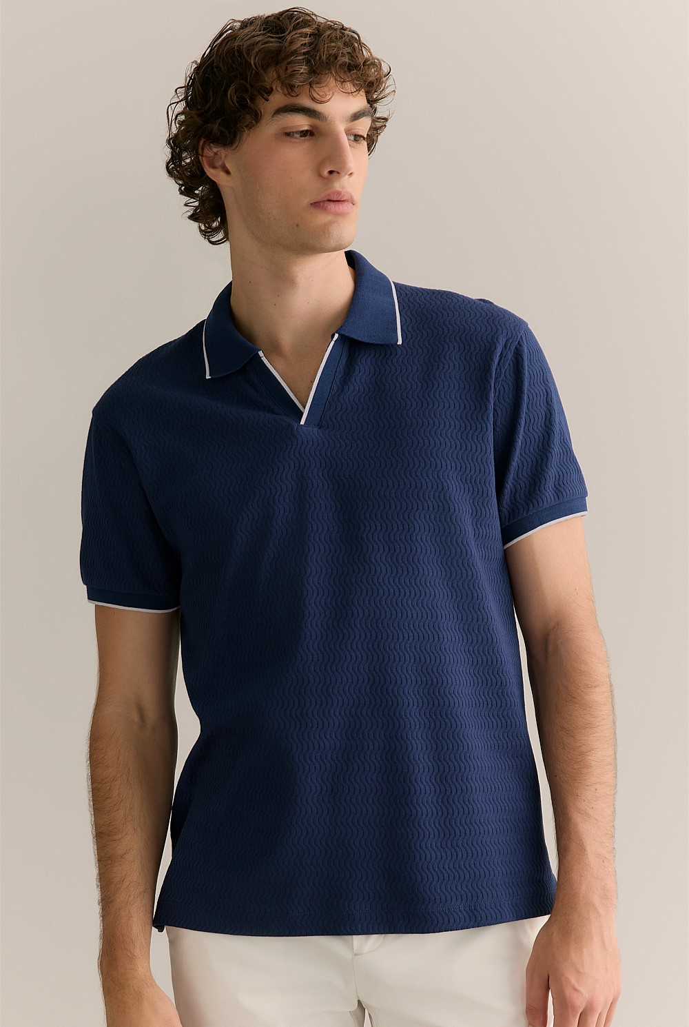 Cotton Jacquard Short Sleeve Polo