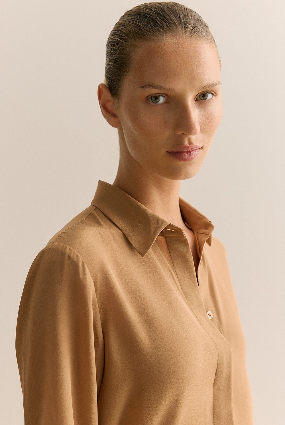 Silk Concealed Placket Shirt