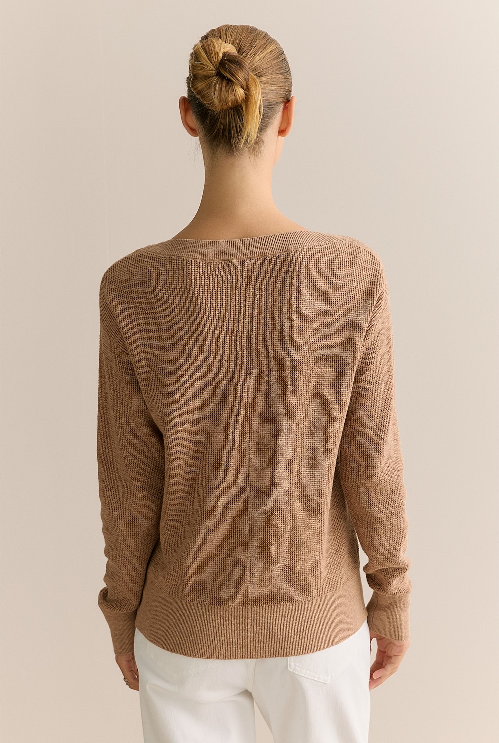 Cotton Linen Boat Neck Knit