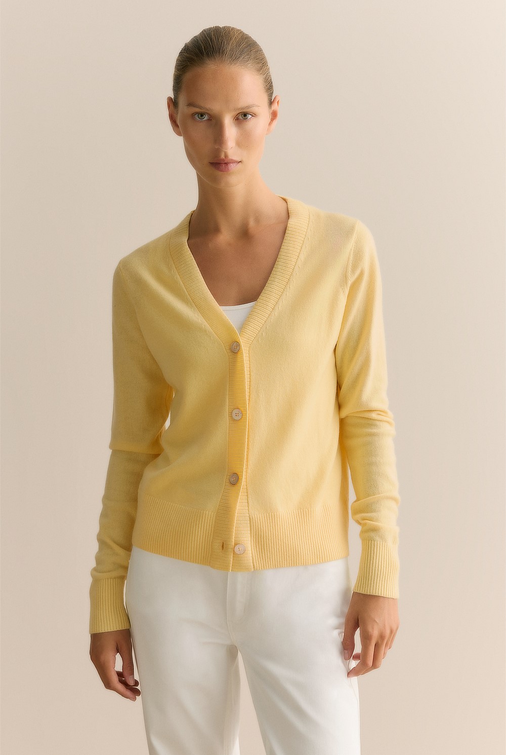 Merino Cashmere V Neck Cardigan