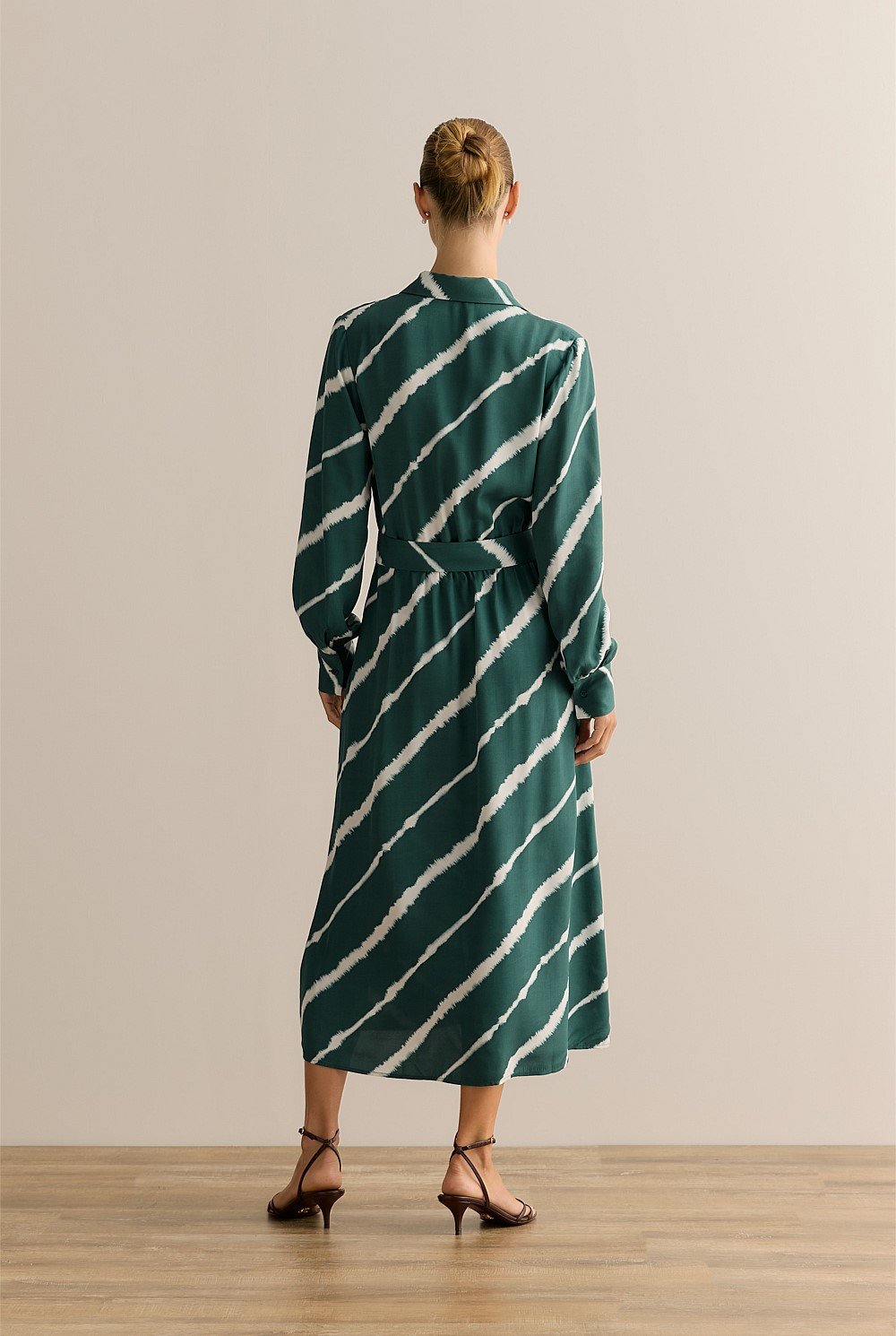 Feather Stripe Mini Twill Half Placket Dress