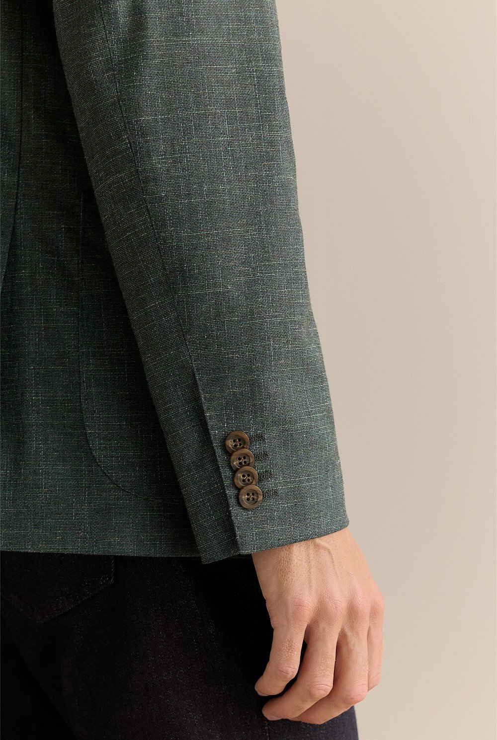 Tailored Fit Textured Wool Blend Blazer