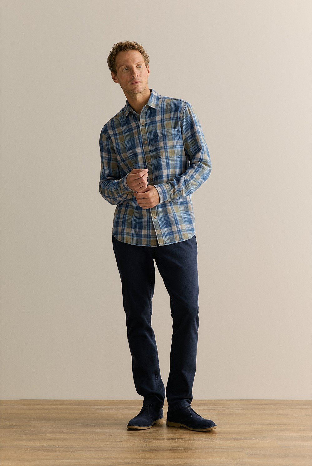 Regular Fit Cotton Slub Check Shirt