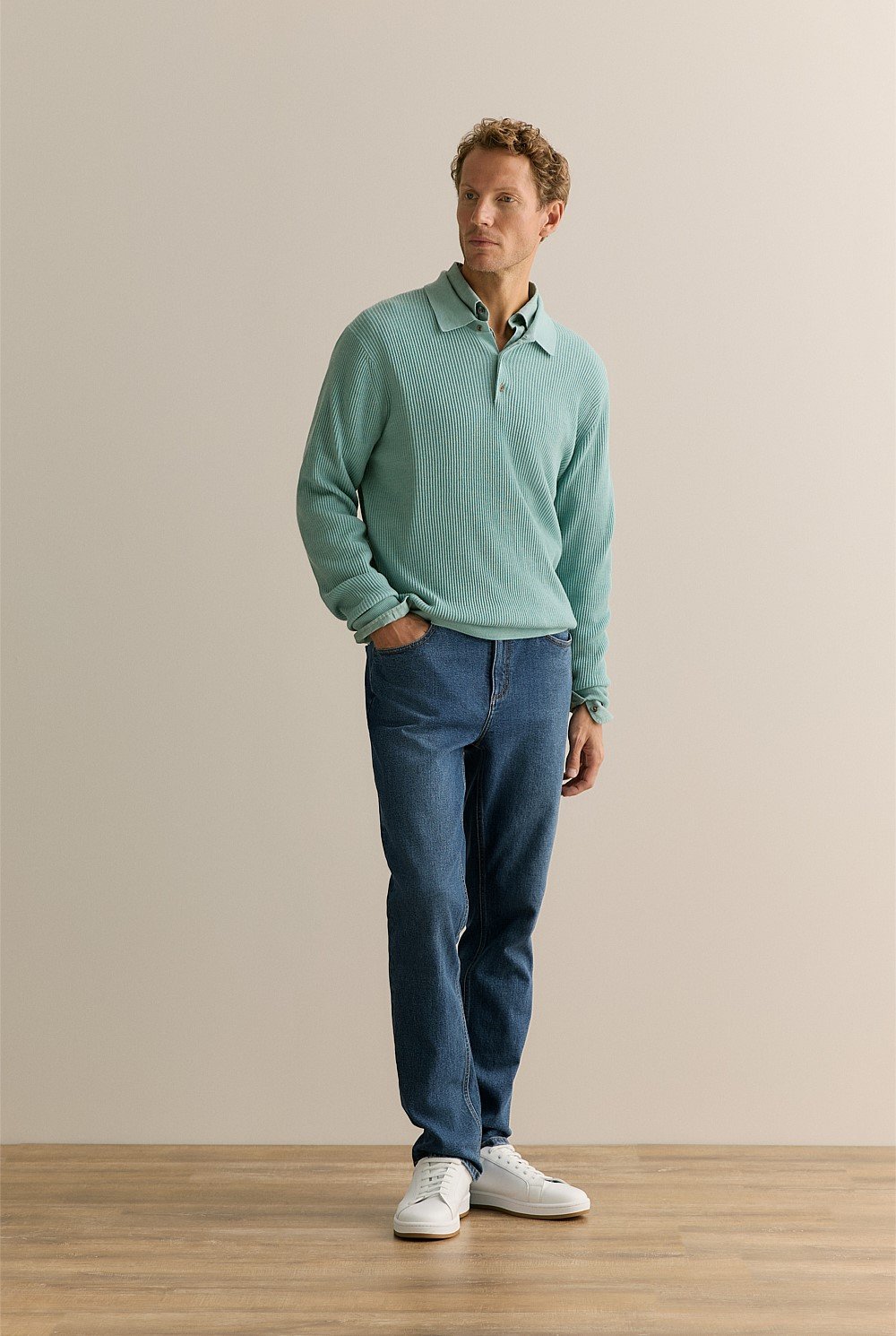 Merino Textured Rib Polo