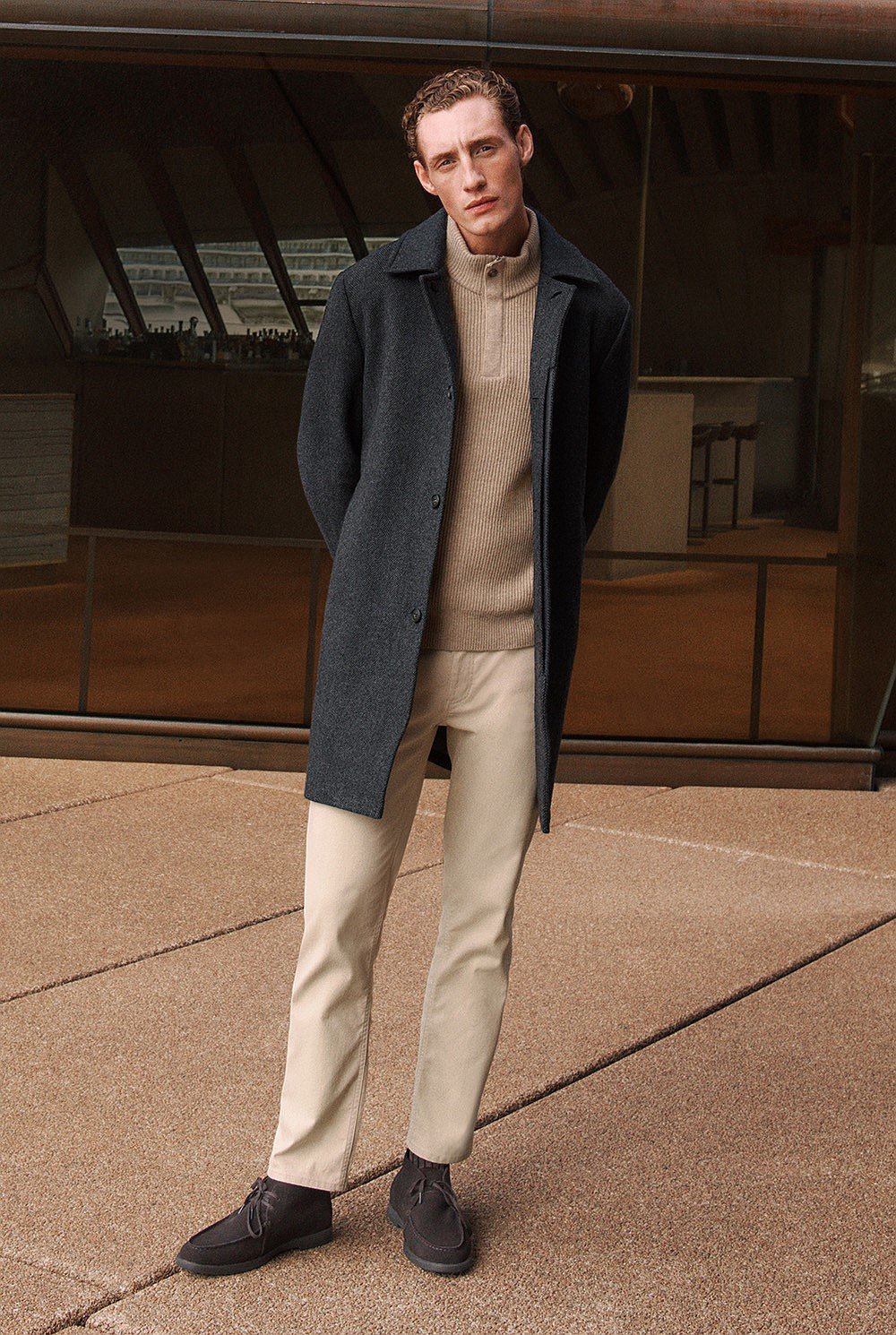 Italian Wool Blend Herringbone Coat