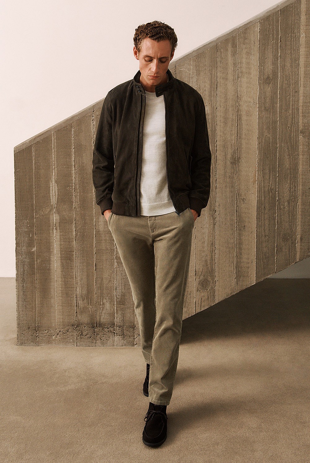 Regular Fit Suede Bomber