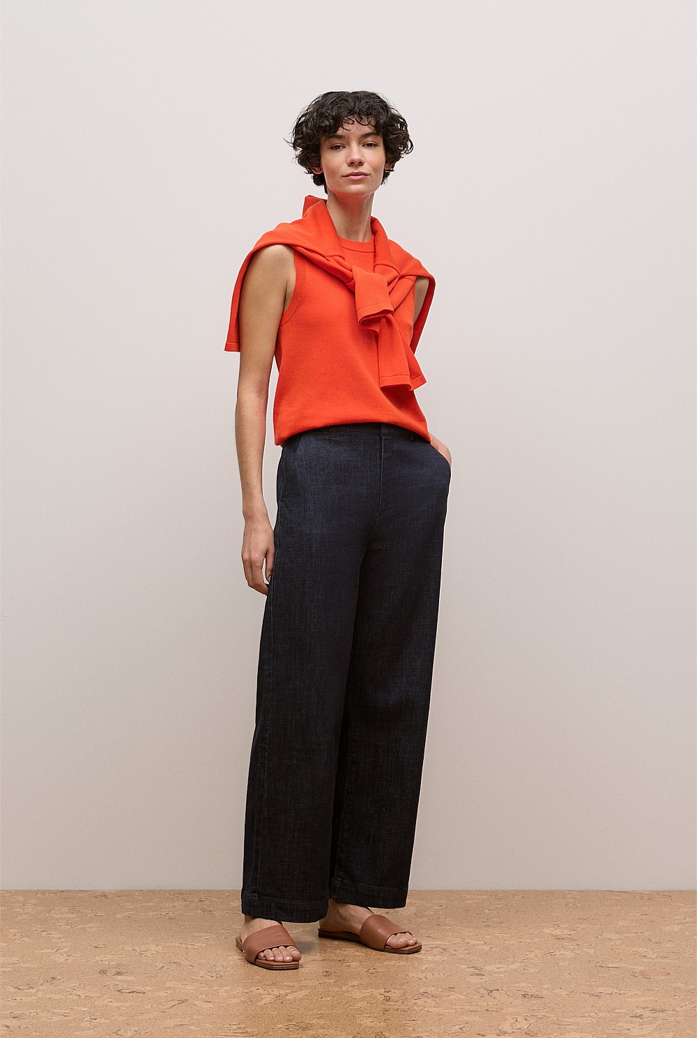 Australian Cotton Blend Denim Tailored Pant