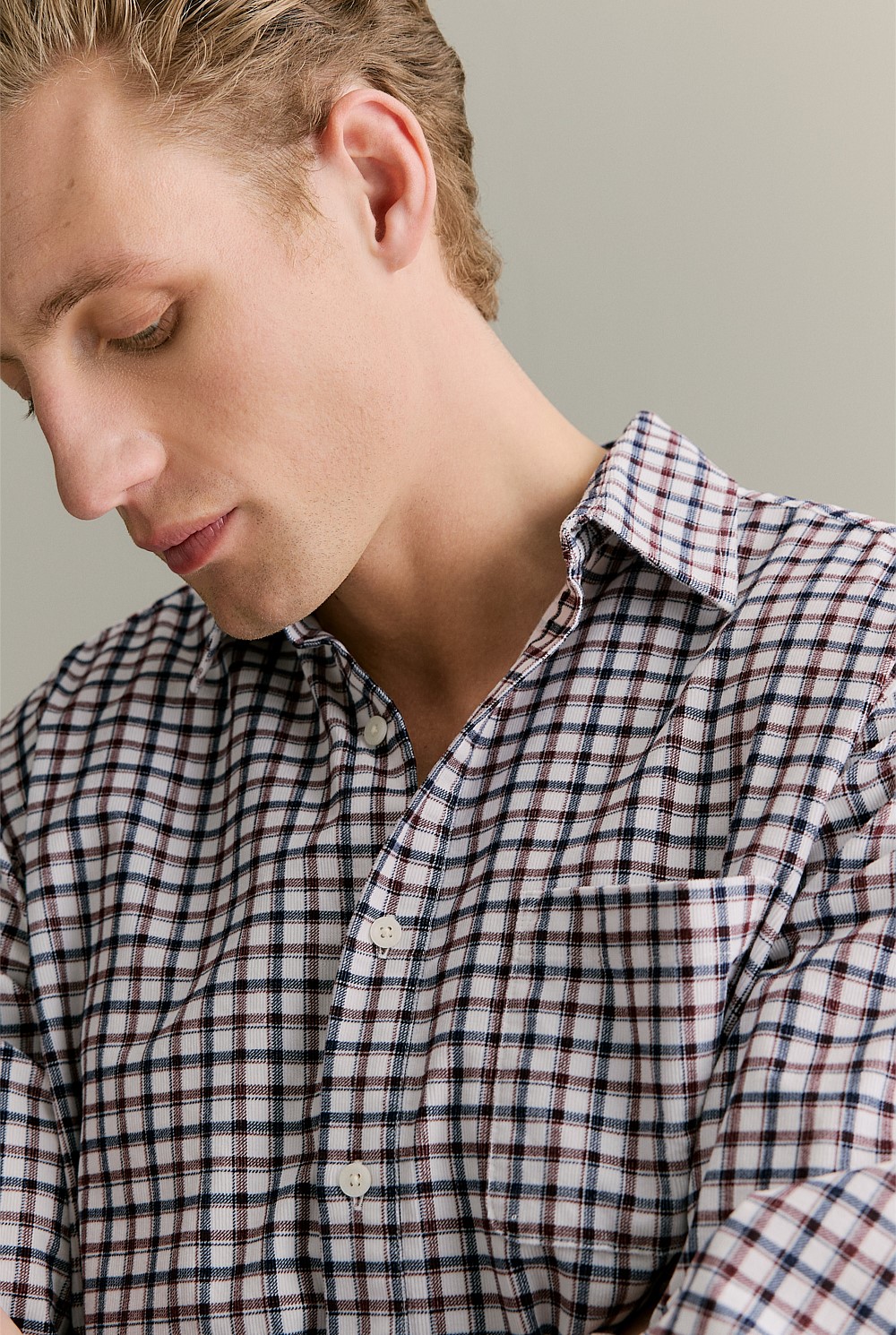 Regular Fit Fine Cord Check Shirt