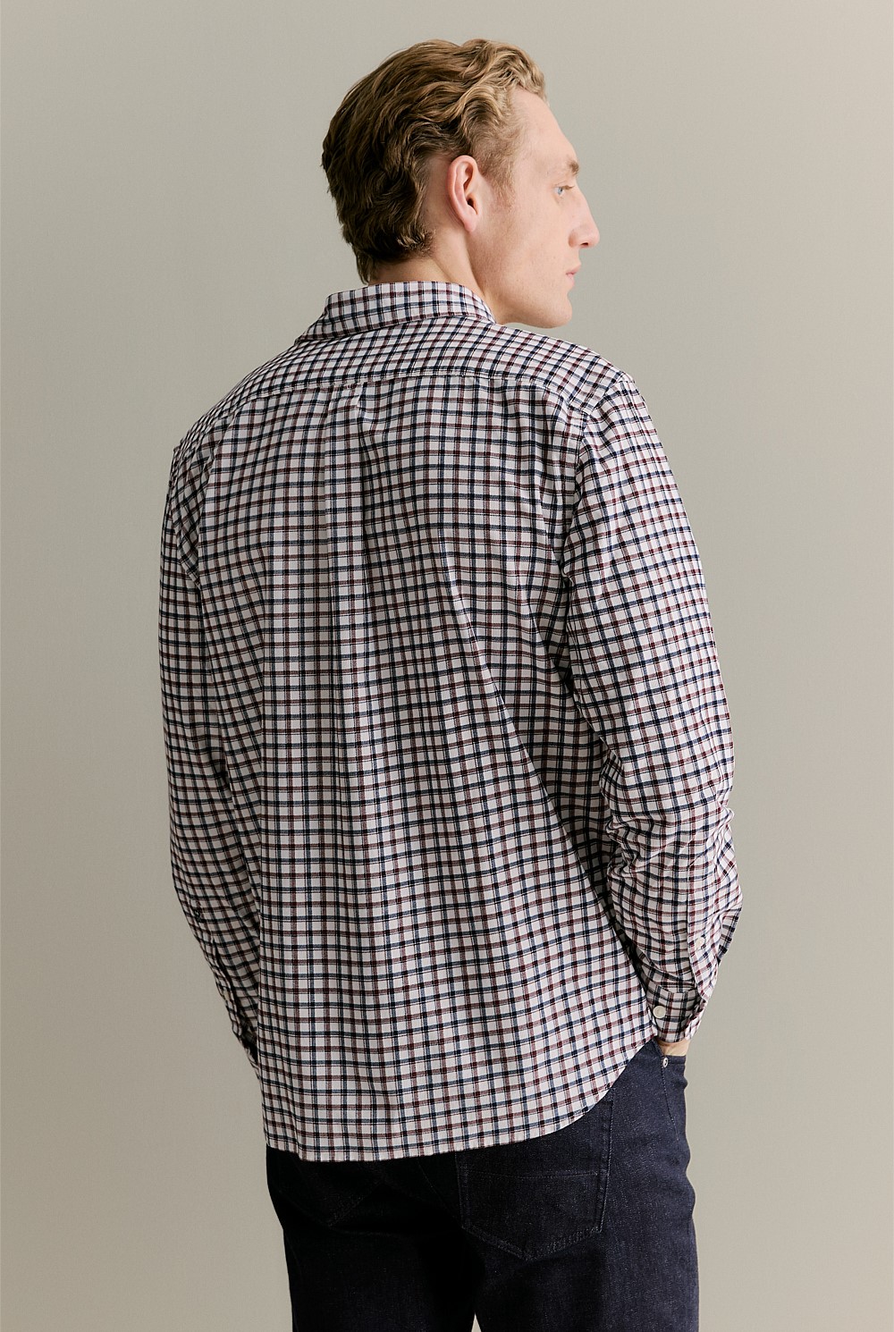 Regular Fit Fine Cord Check Shirt