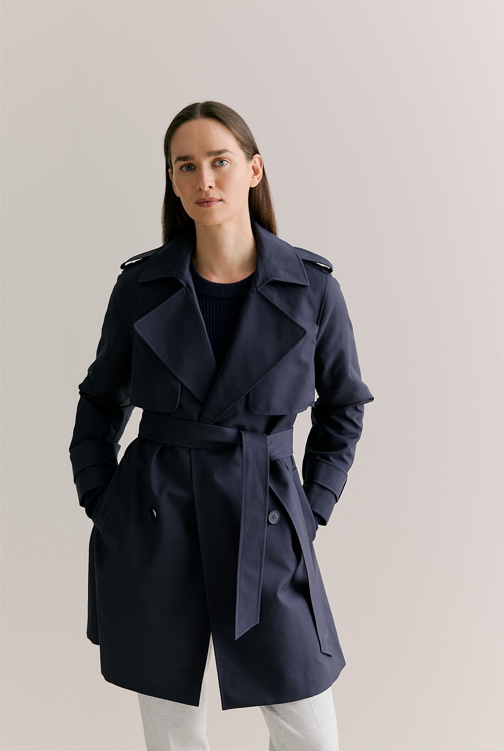Cotton Mid Length Trench Coat