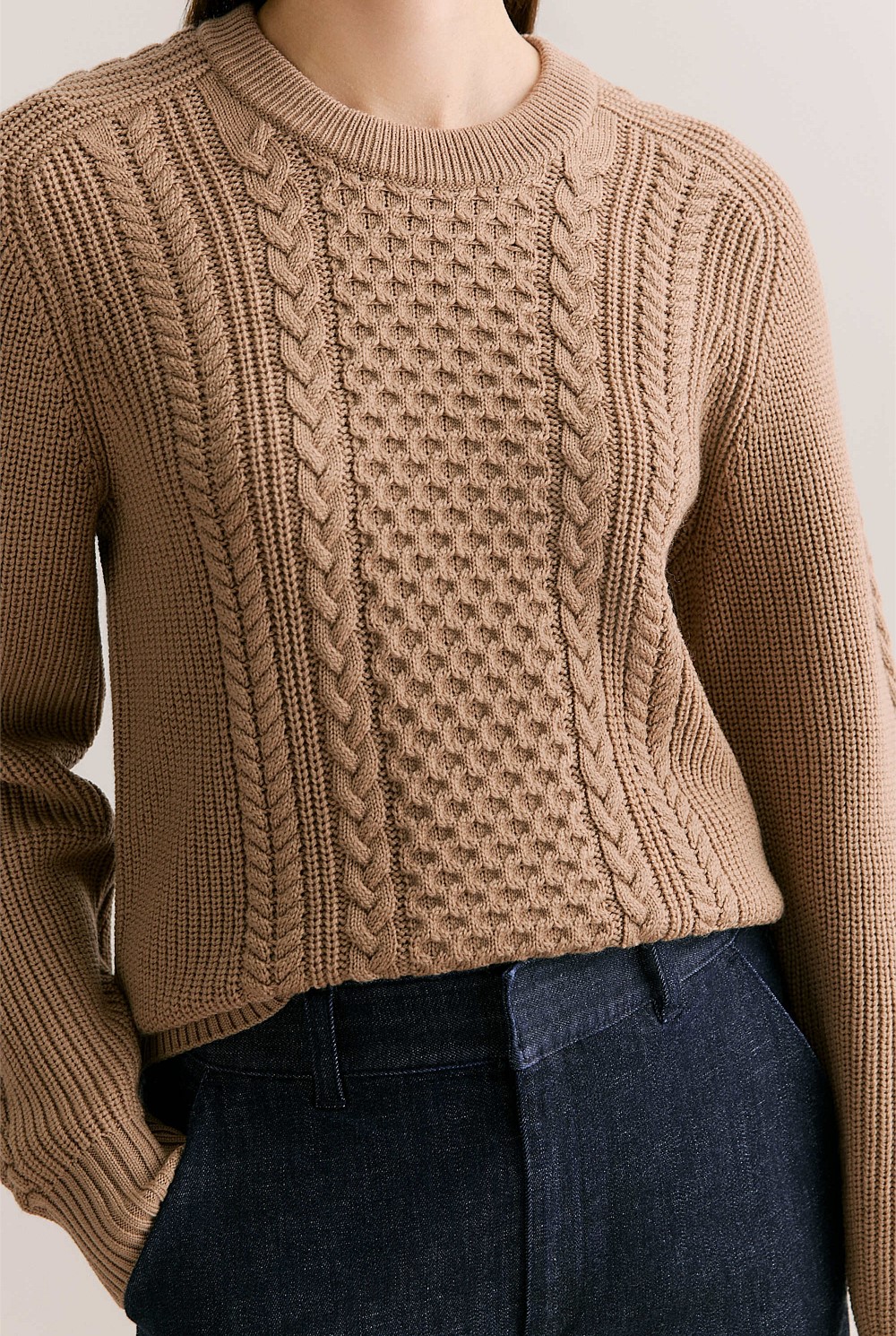 Merino Cable Knit Crew