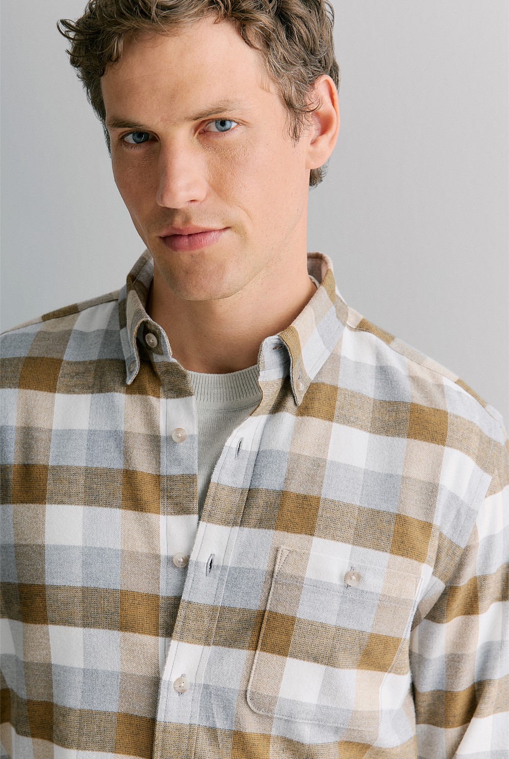 Regular Fit Cotton Herringbone Check Shirt