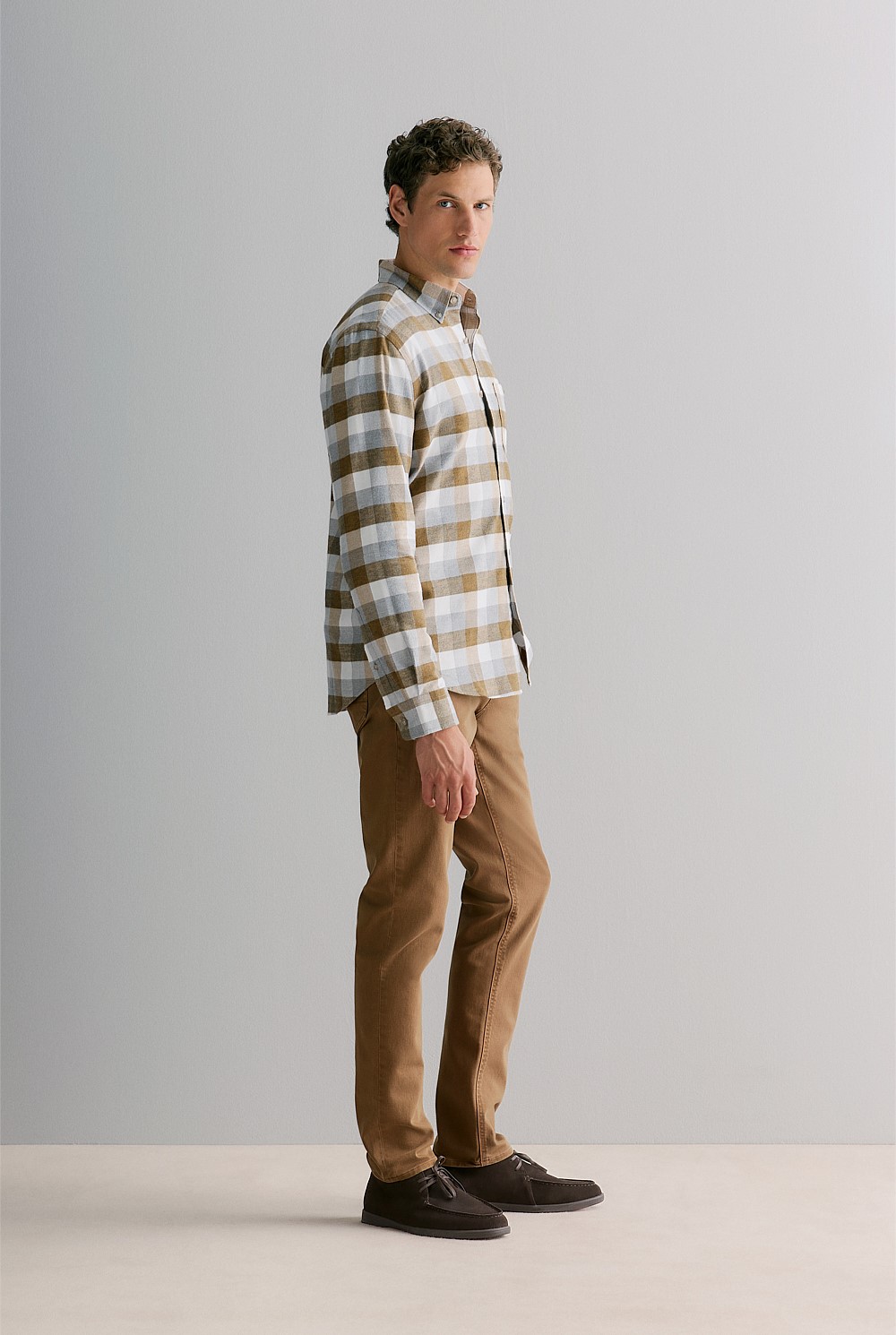 Regular Fit Cotton Herringbone Check Shirt