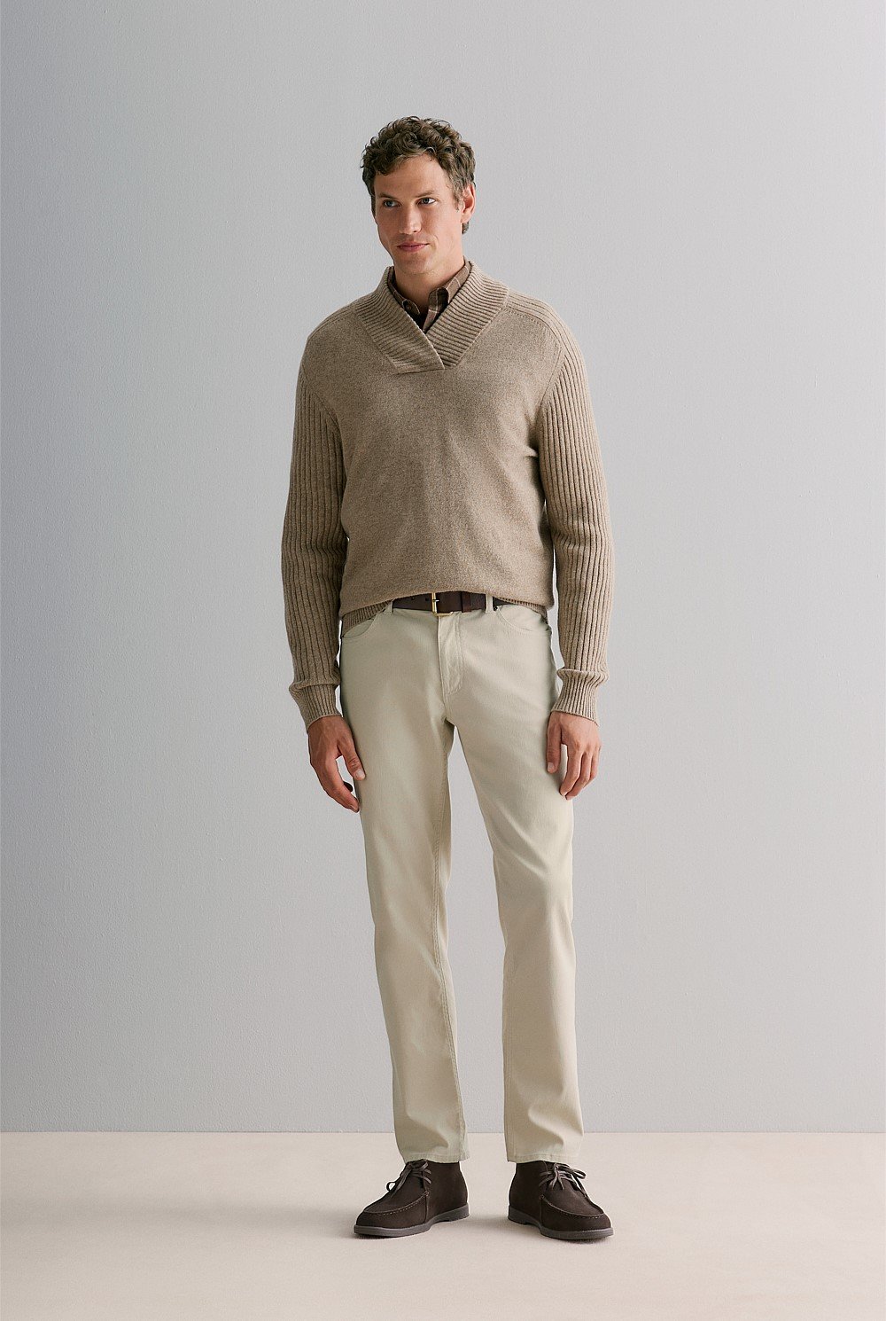 Wool Shawl Neck Pullover