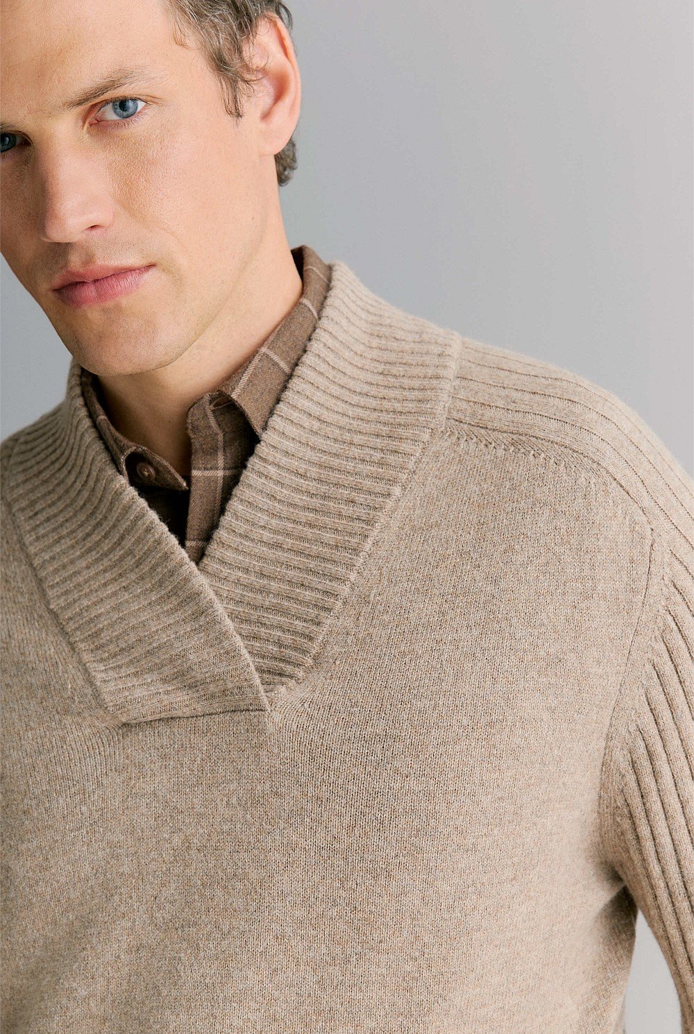 Wool Shawl Neck Pullover