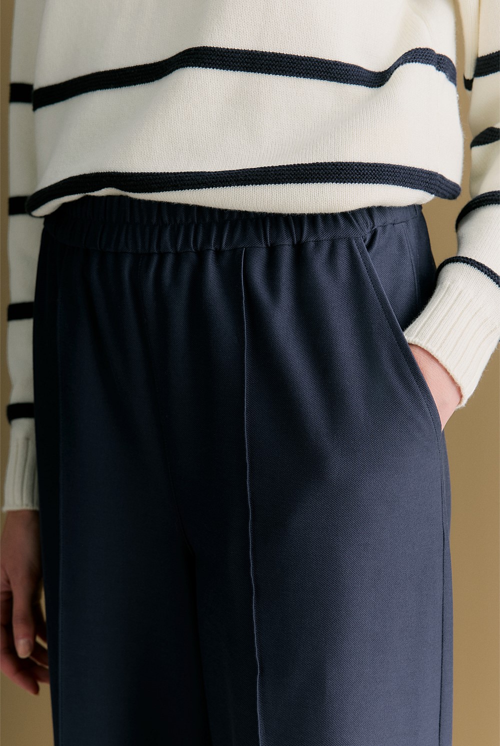Ponte Pintuck Detail Straight Leg Pant