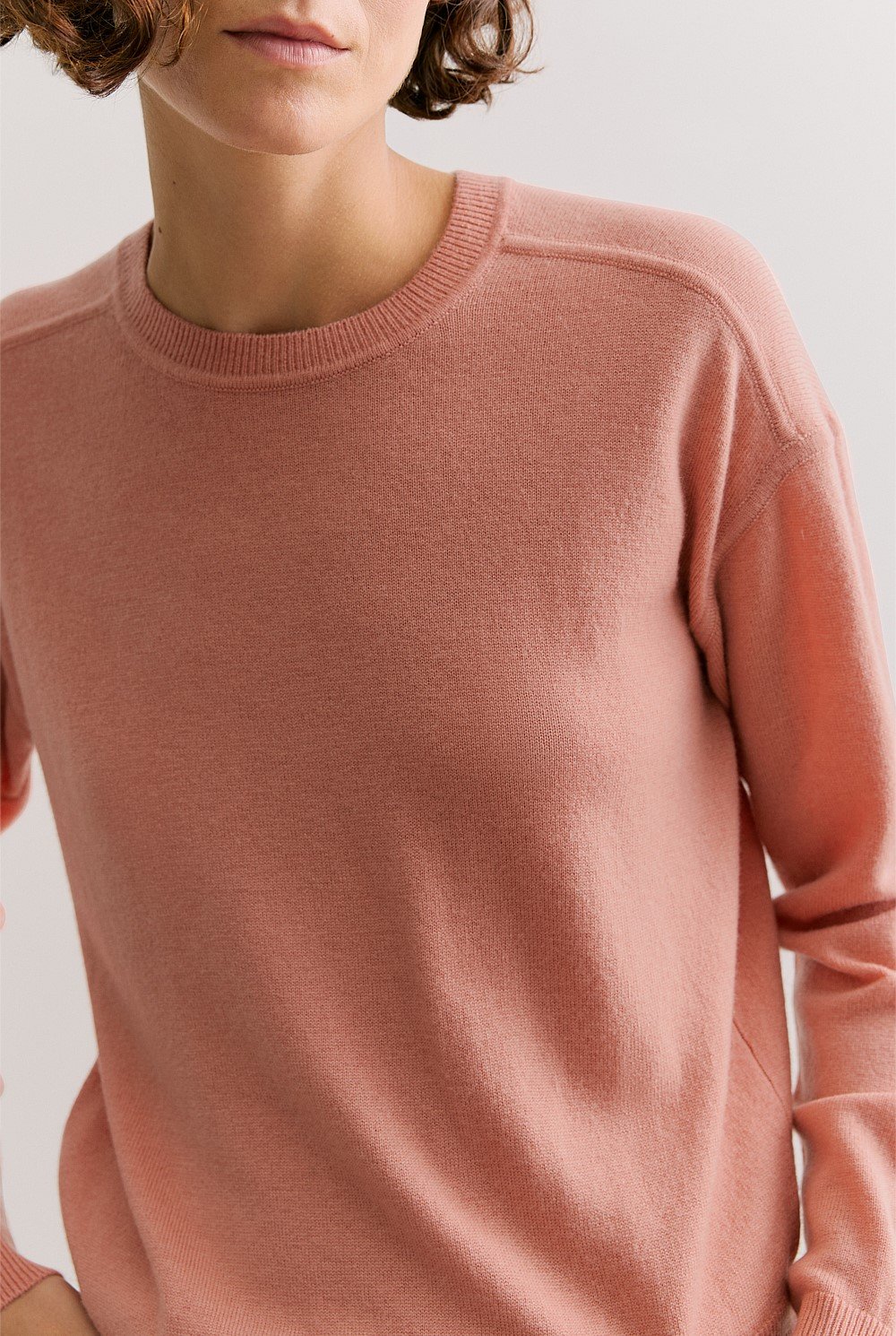 Merino Cashmere Forward Shoulder Seam Relaxed Crew