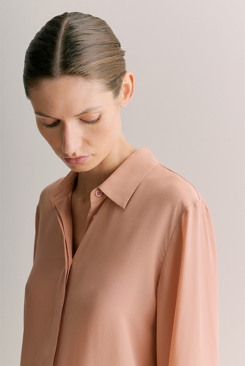 Silk Concealed Placket Shirt