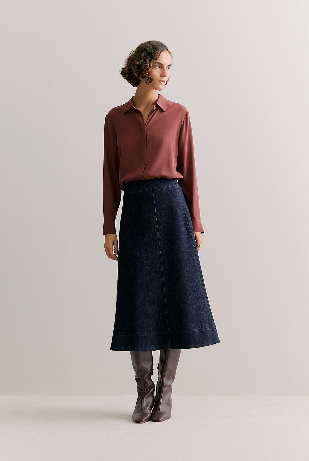Silk Concealed Placket Shirt