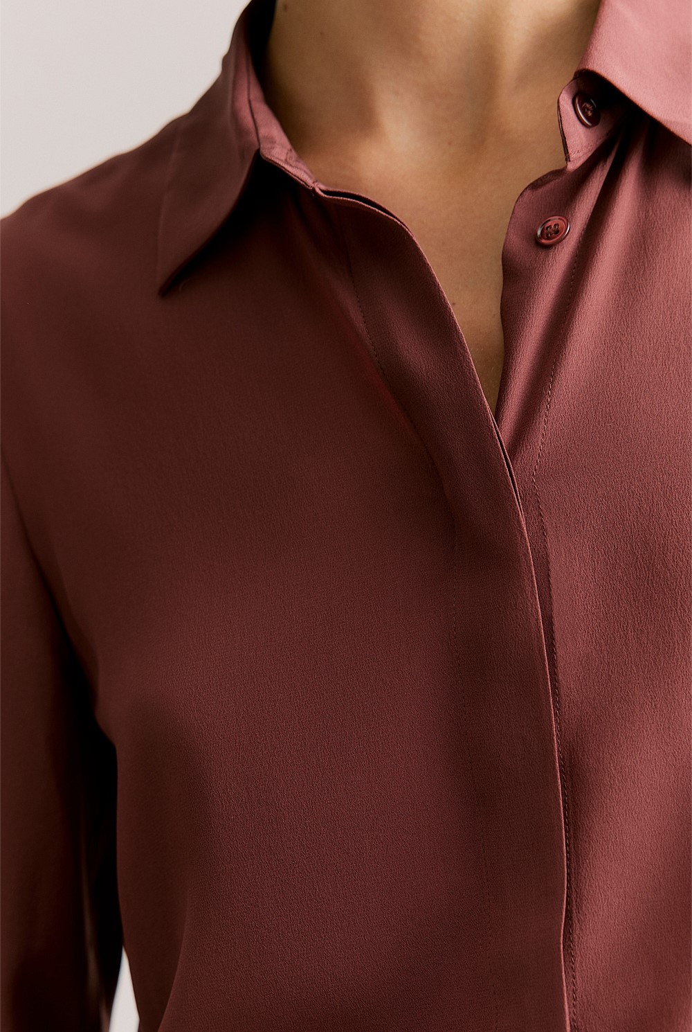 Silk Concealed Placket Shirt