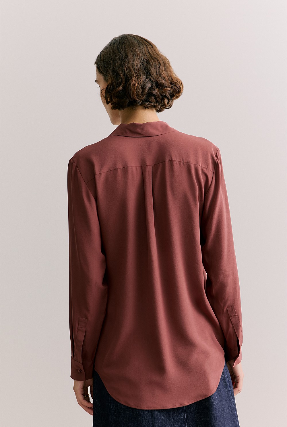 Silk Concealed Placket Shirt