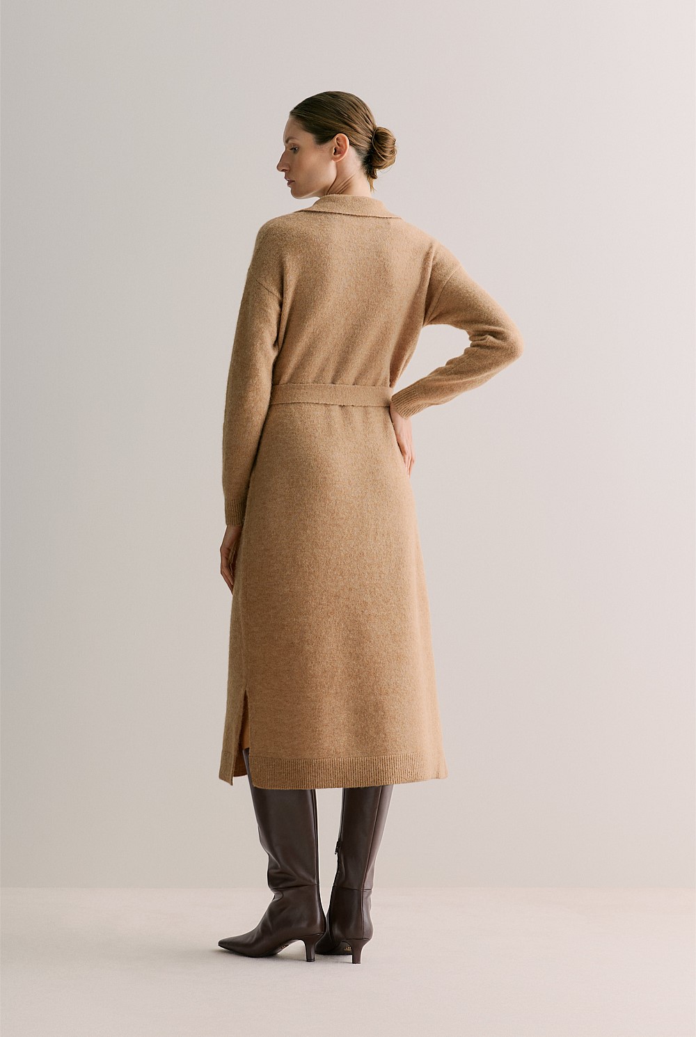 Alpaca Merino Blend Belted Polo Dress