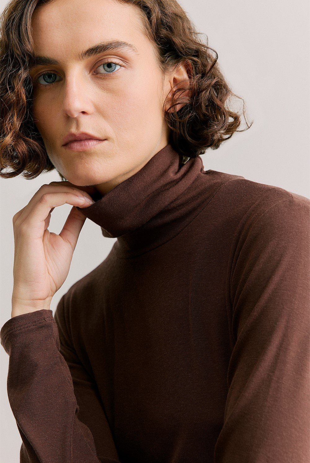 Tencel Wool Fine Rib Rollneck
