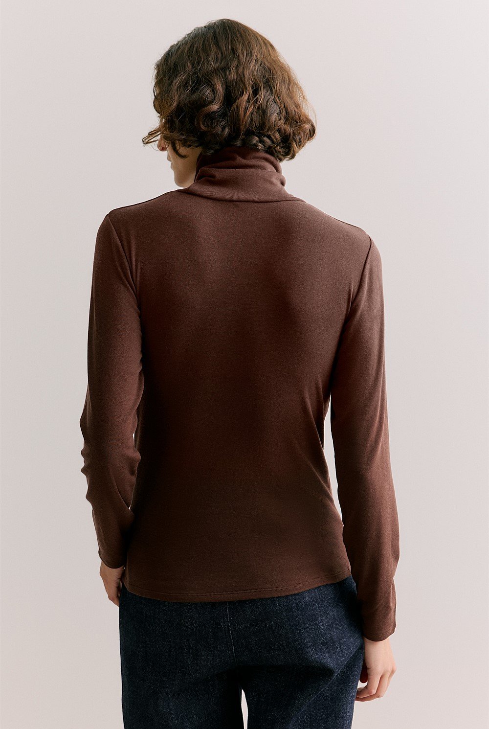 Tencel Wool Fine Rib Rollneck