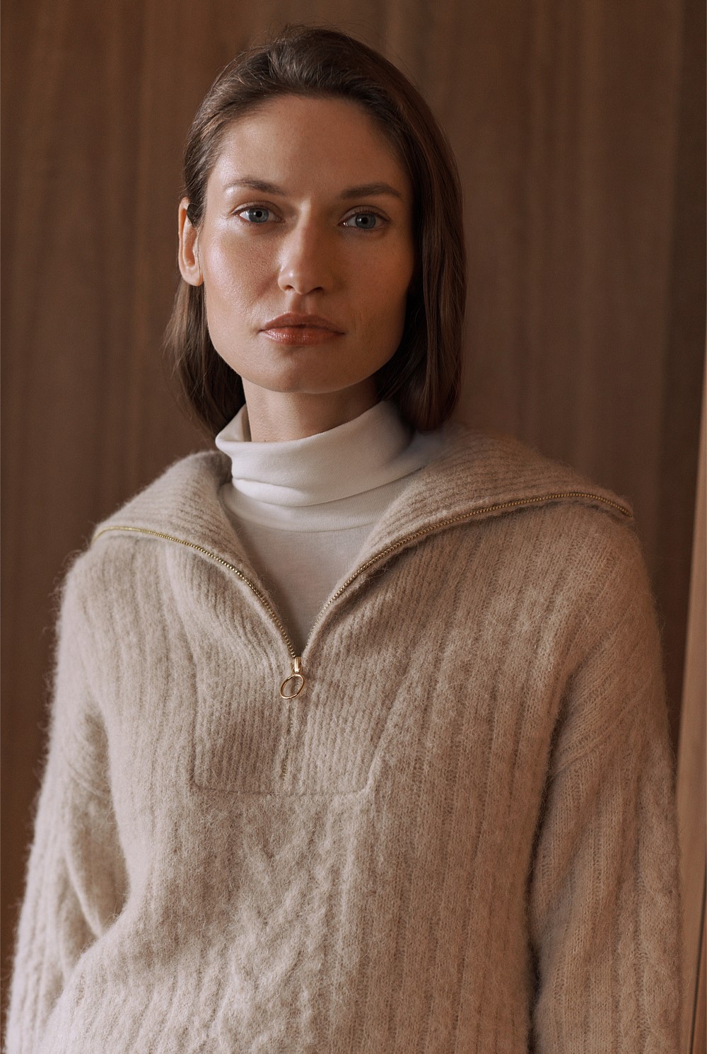 Tencel Wool Fine Rib Rollneck