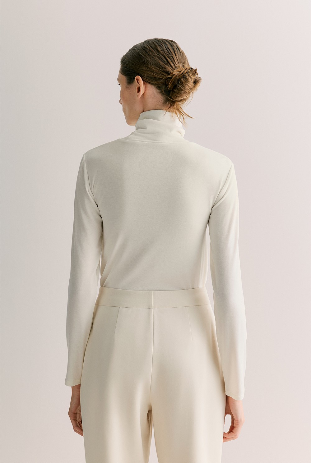 Tencel Wool Fine Rib Rollneck