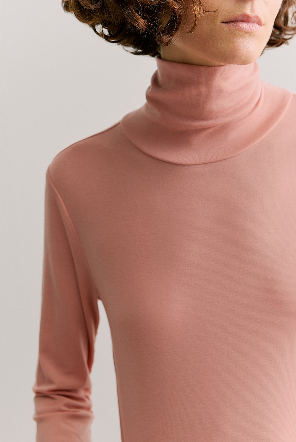 Tencel Wool Fine Rib Rollneck