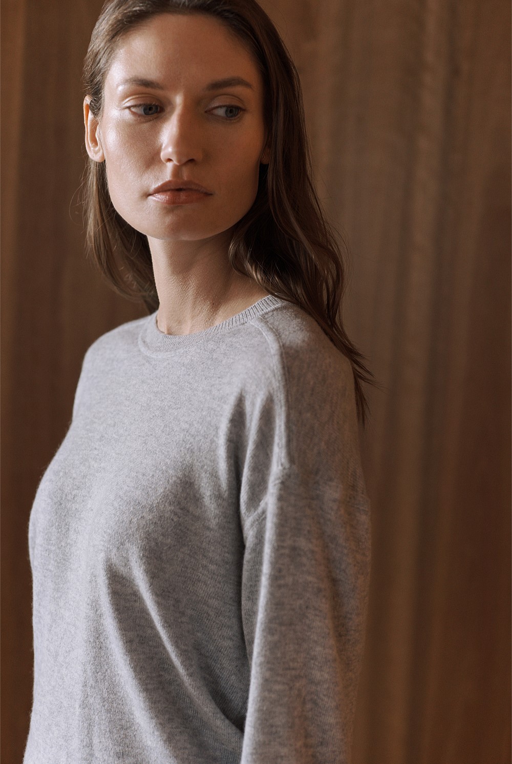 Merino Cashmere Forward Shoulder Seam Relaxed Crew