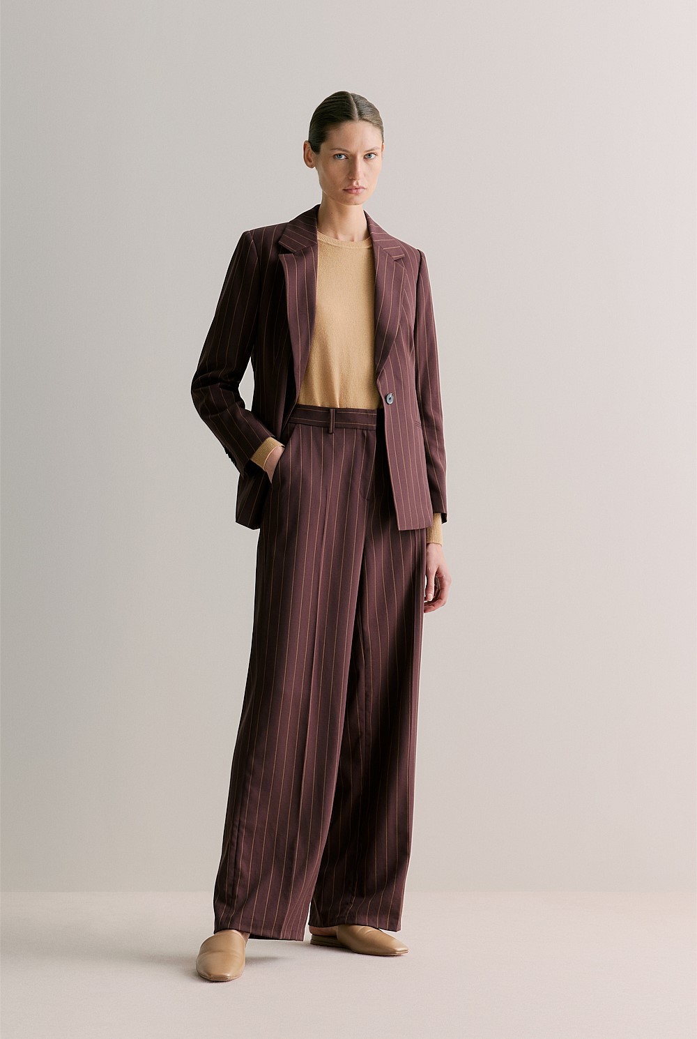 Stretch Wool Pinstripe Pant