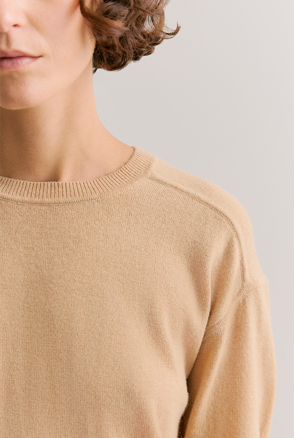 Merino Cashmere Forward Shoulder Seam Relaxed Crew