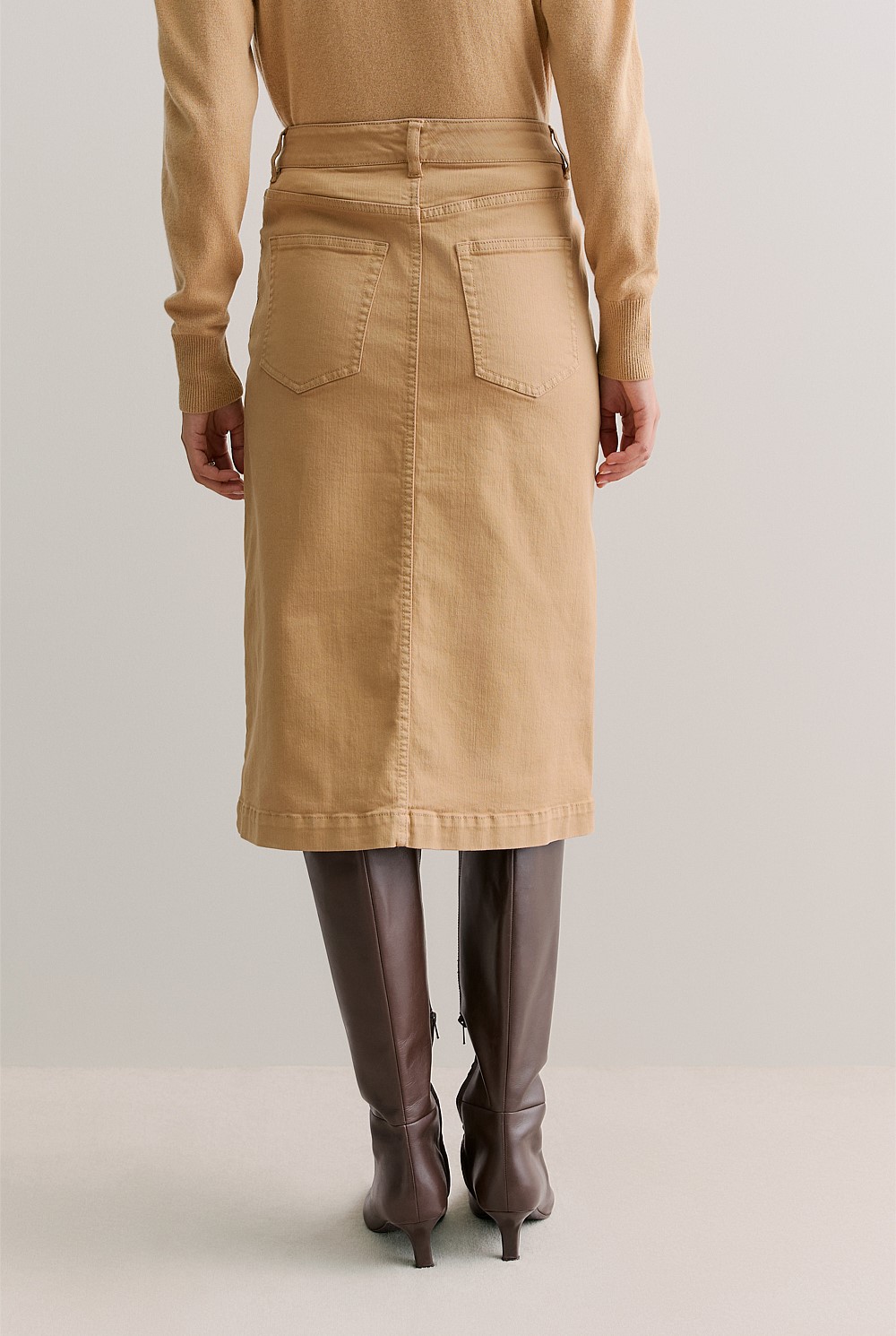 Australian Cotton Blend Garment Dyed Denim Skirt