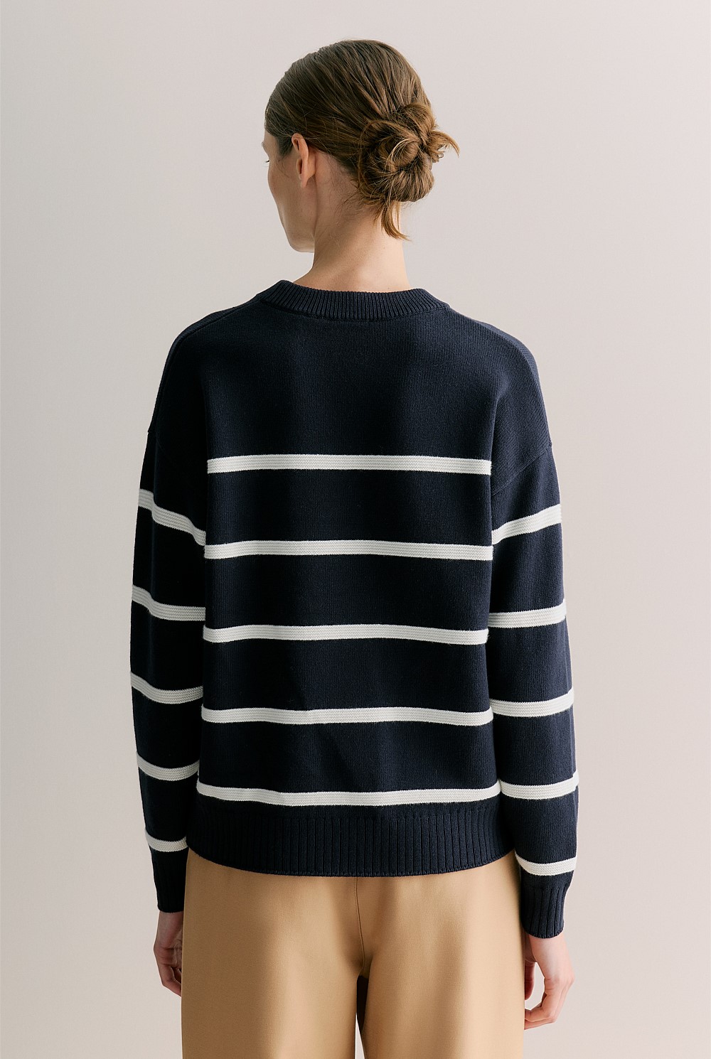 Cotton Cashmere Textured Stripe Crew