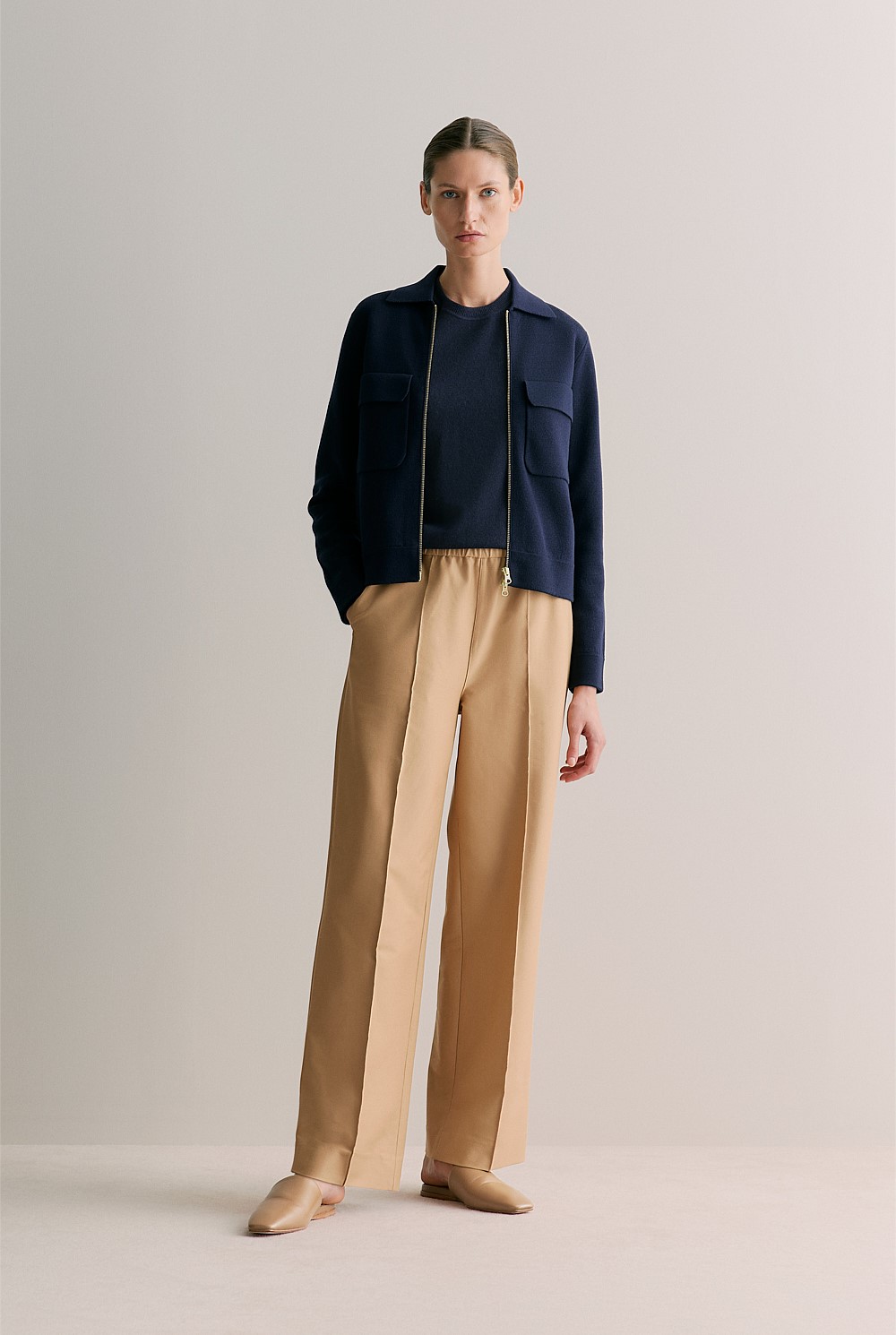 Merino Cashmere Forward Shoulder Seam Relaxed Crew