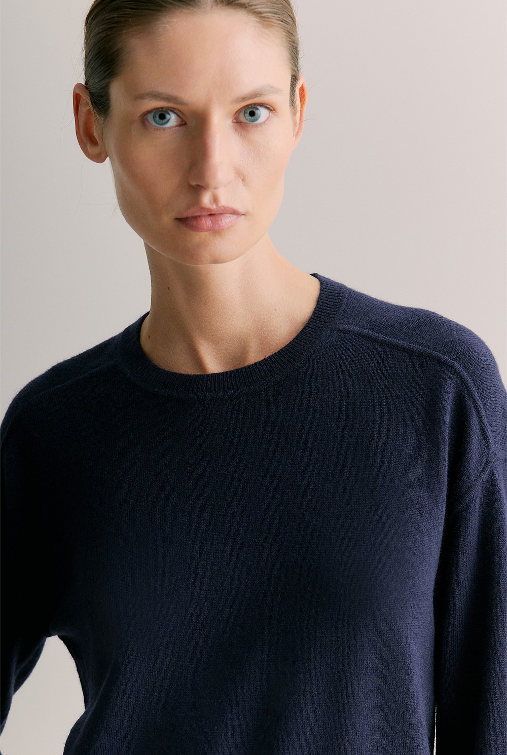 Merino Cashmere Forward Shoulder Seam Relaxed Crew