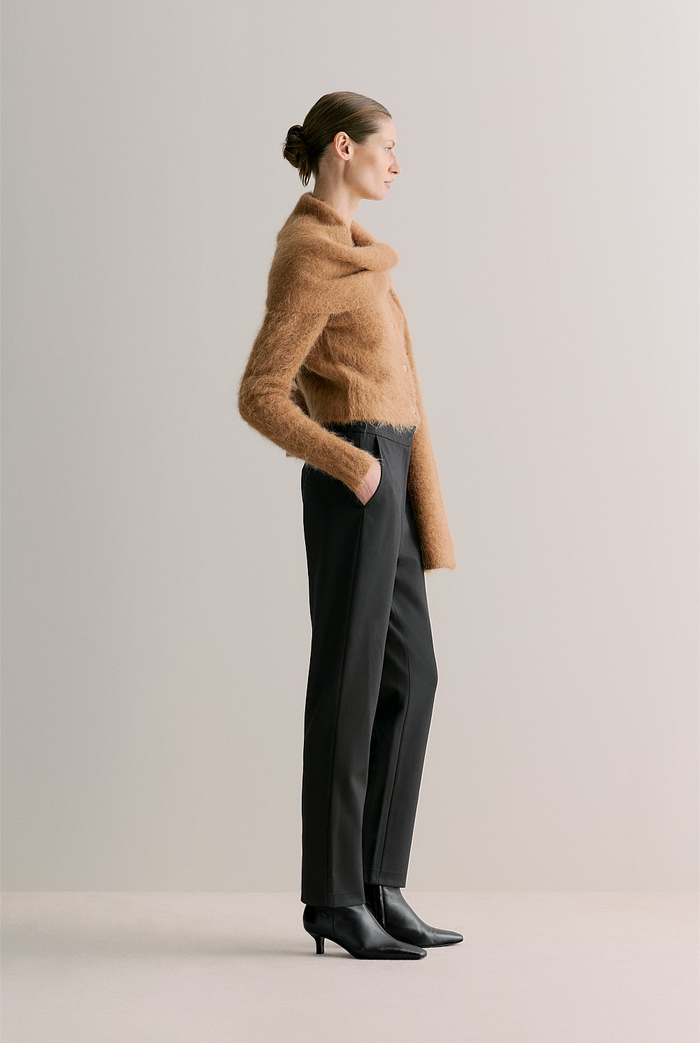 Alpaca Blend Cropped Crew Cardigan